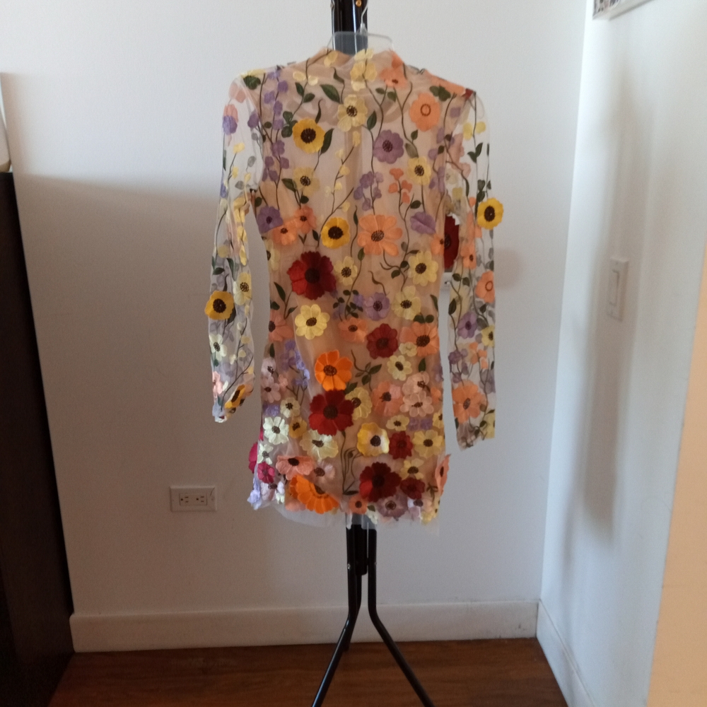 Floral Multicolor Sheer Dress